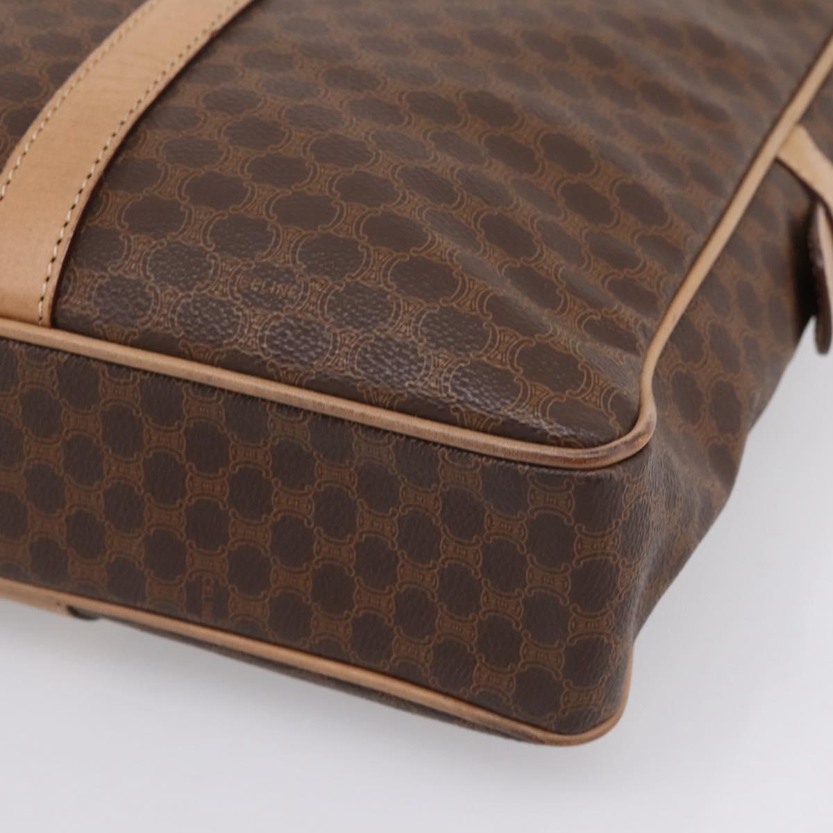 CELINE Macadam Business Bag PVC Leather Brown Gold Tone Auth ti4006