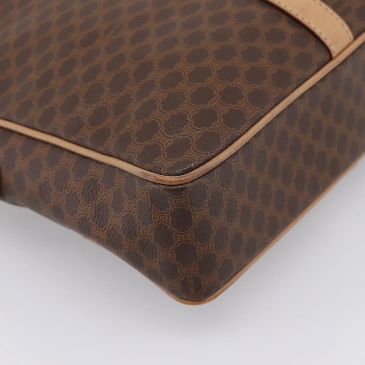 CELINE Macadam Business Bag PVC Leather Brown Gold Tone Auth ti4006