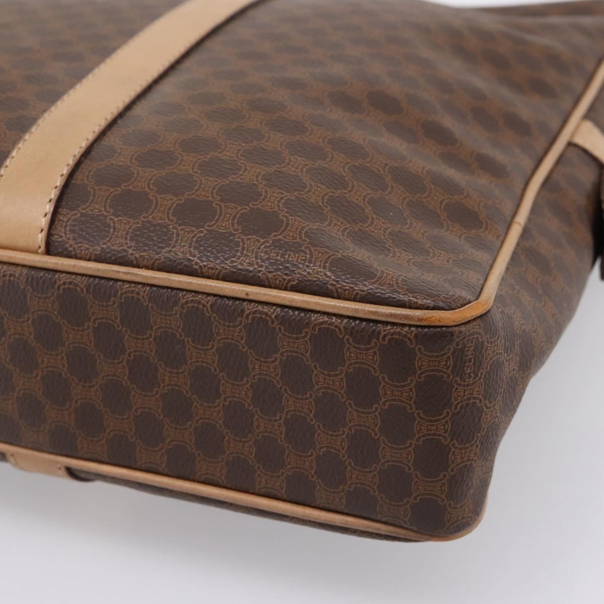 CELINE Macadam Business Bag PVC Leather Brown Gold Tone Auth ti4006