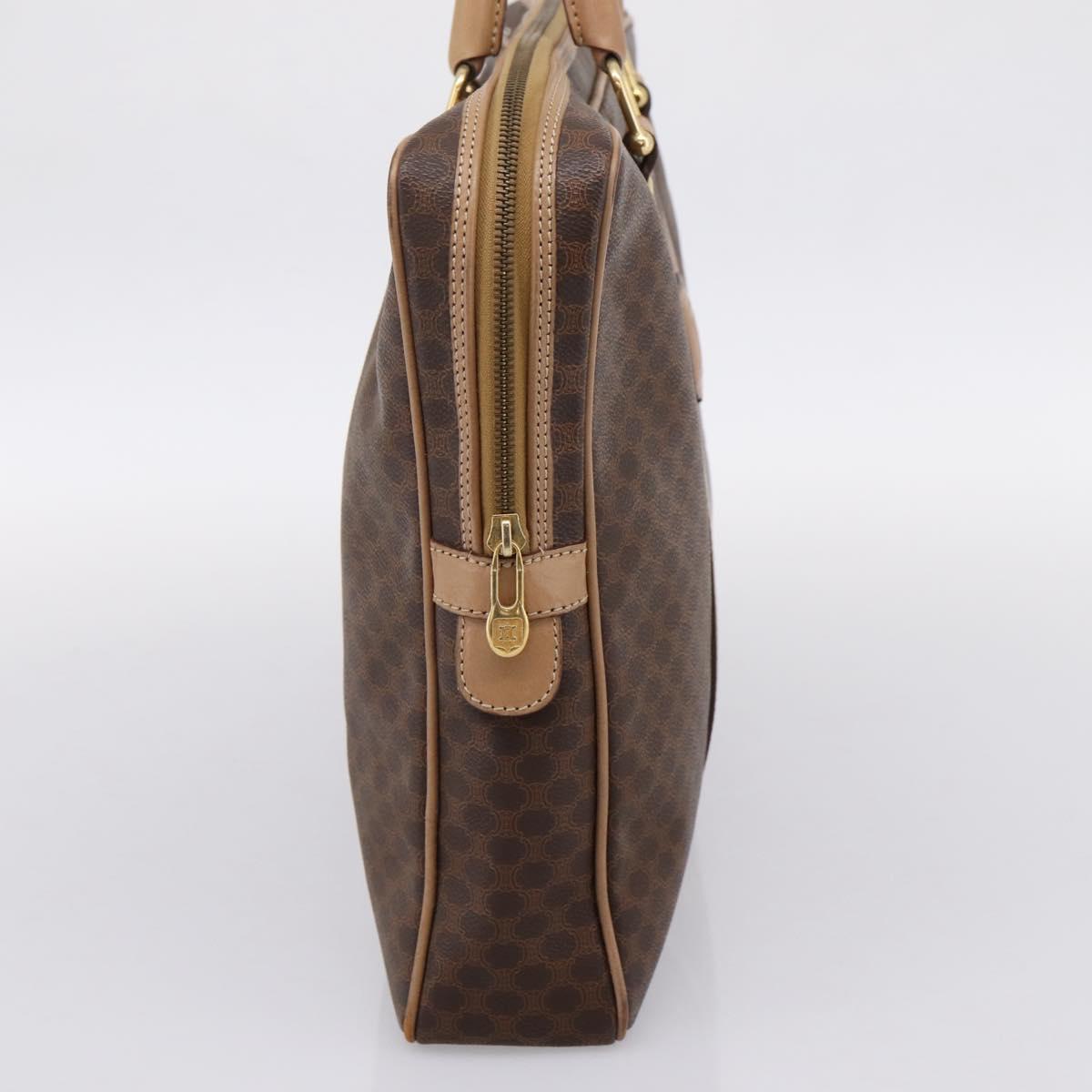 CELINE Macadam Business Bag PVC Leather Brown Gold Tone Auth ti4006