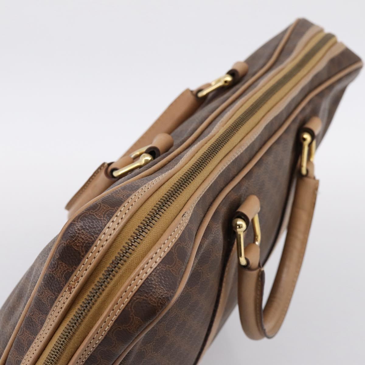 CELINE Macadam Business Bag PVC Leather Brown Gold Tone Auth ti4006