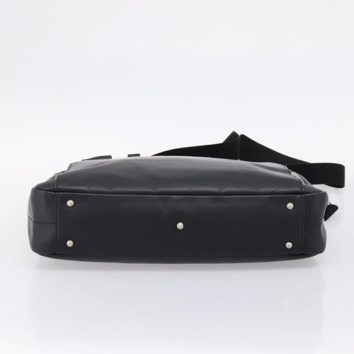 BURBERRY Business Bag Leather 2way Black Silver Auth ti4007