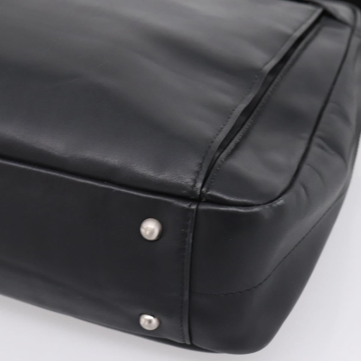 BURBERRY Business Bag Leather 2way Black Silver Auth ti4007