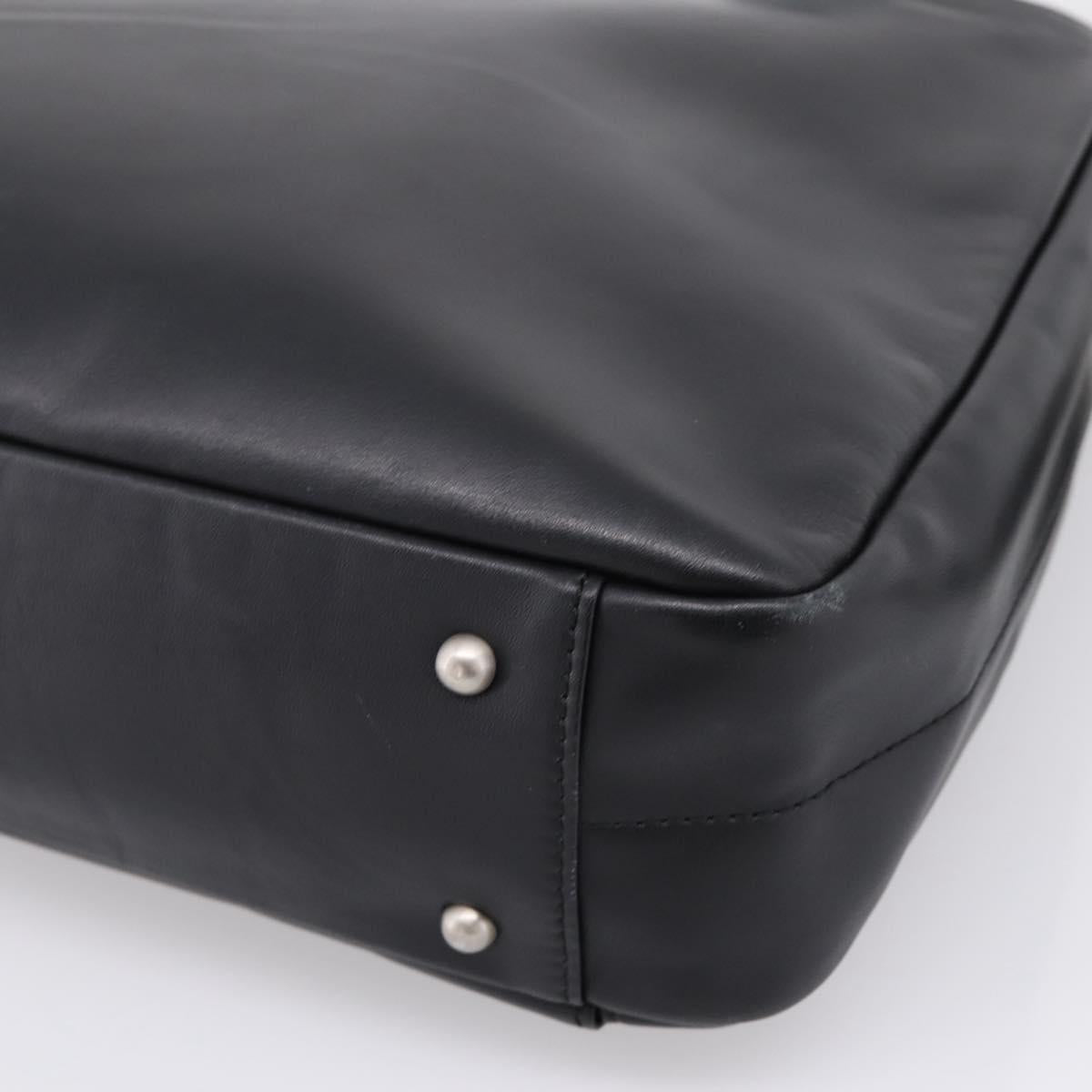 BURBERRY Business Bag Leather 2way Black Silver Auth ti4007
