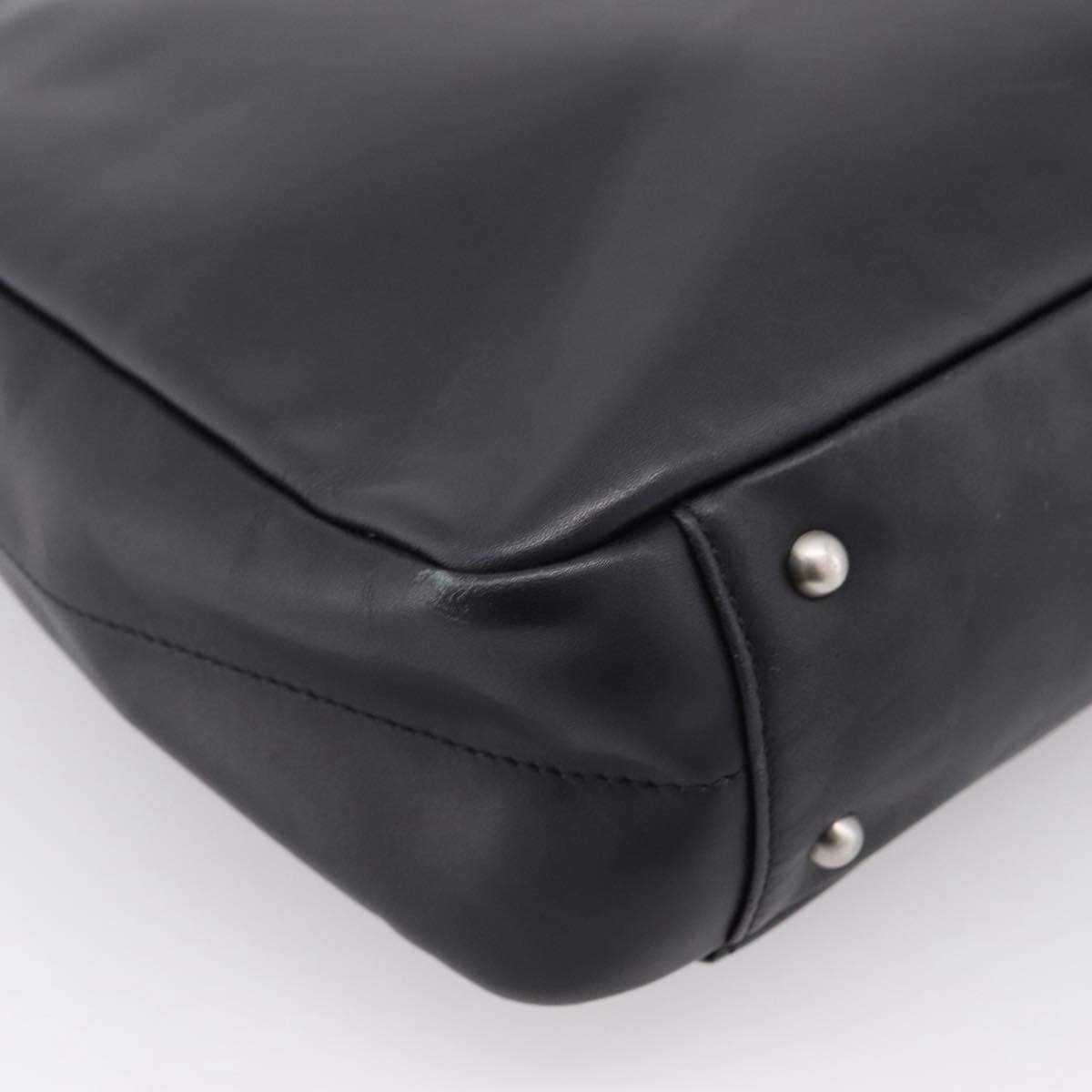 BURBERRY Business Bag Leather 2way Black Silver Auth ti4007