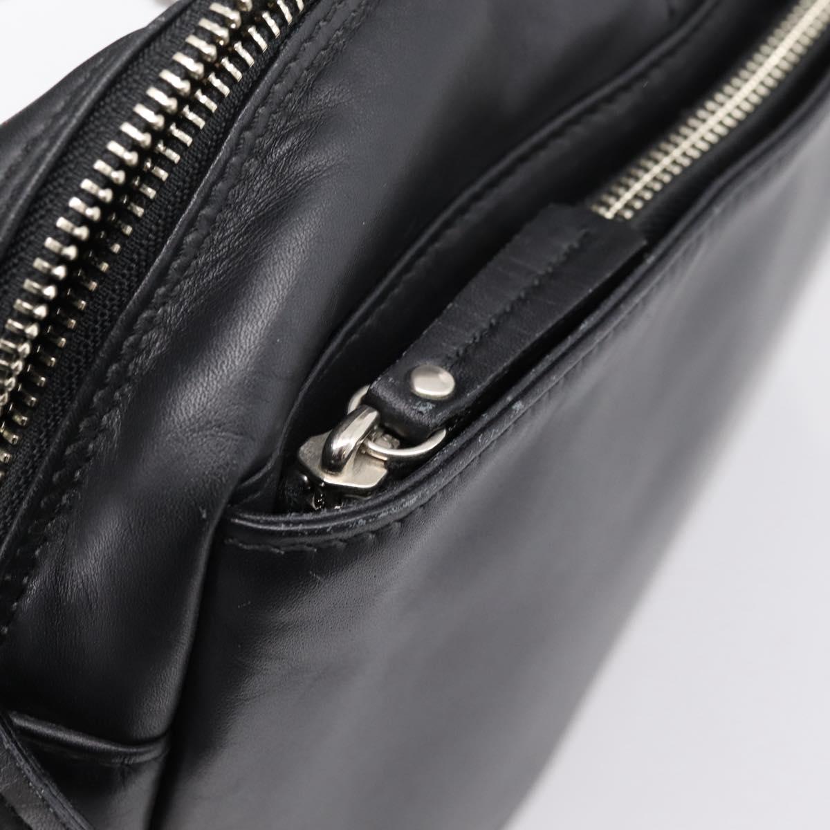 BURBERRY Business Bag Leather 2way Black Silver Auth ti4007