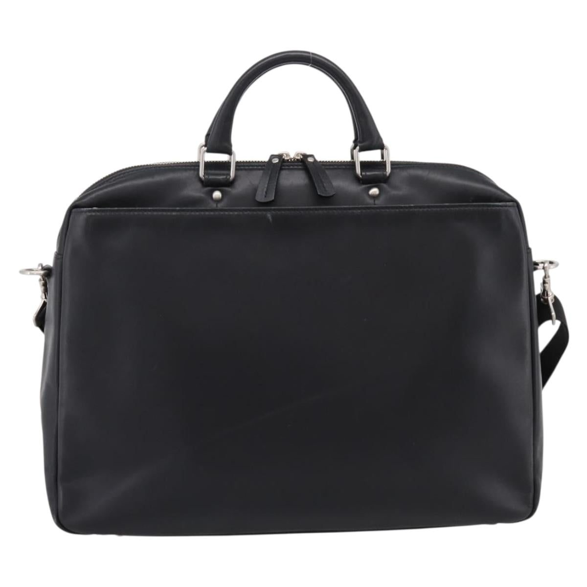 BURBERRY Business Bag Leather 2way Black Silver Auth ti4007