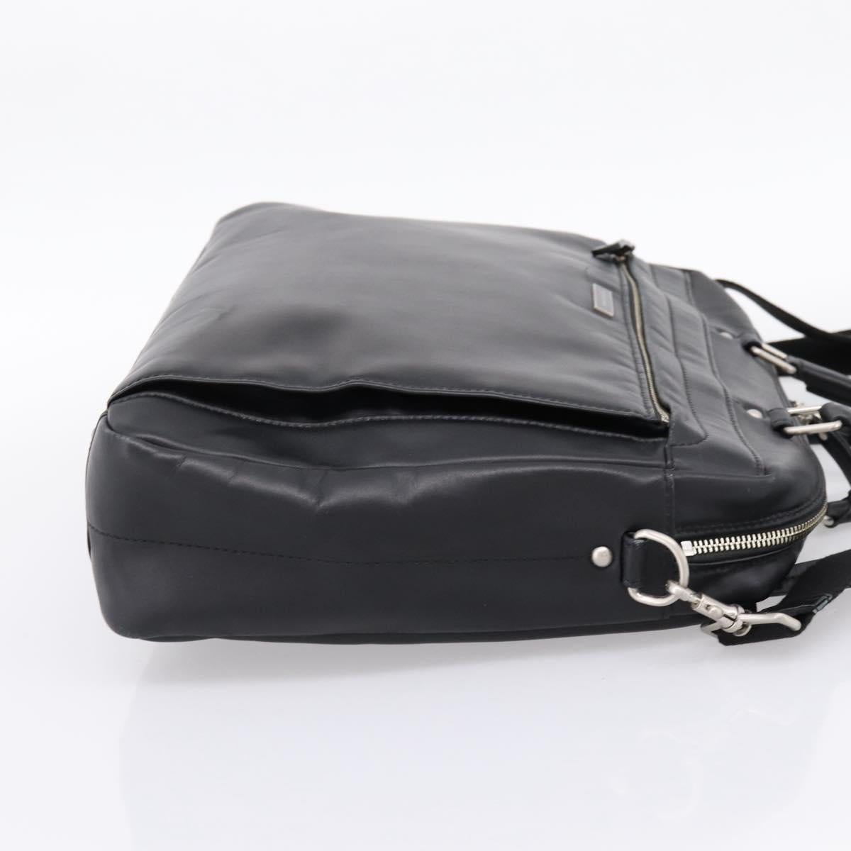 BURBERRY Business Bag Leather 2way Black Silver Auth ti4007