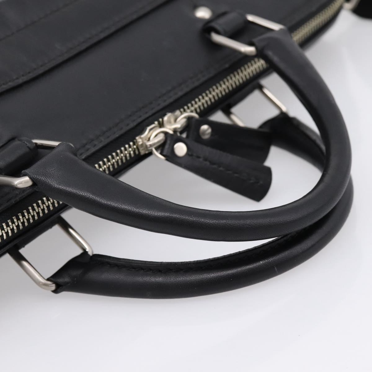 BURBERRY Business Bag Leather 2way Black Silver Auth ti4007