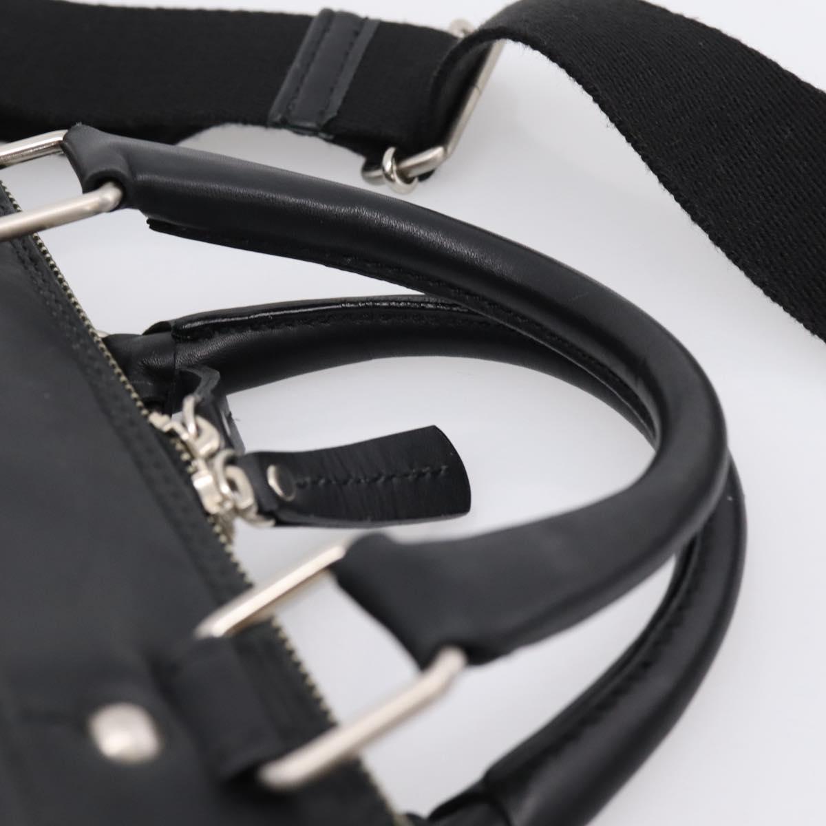 BURBERRY Business Bag Leather 2way Black Silver Auth ti4007