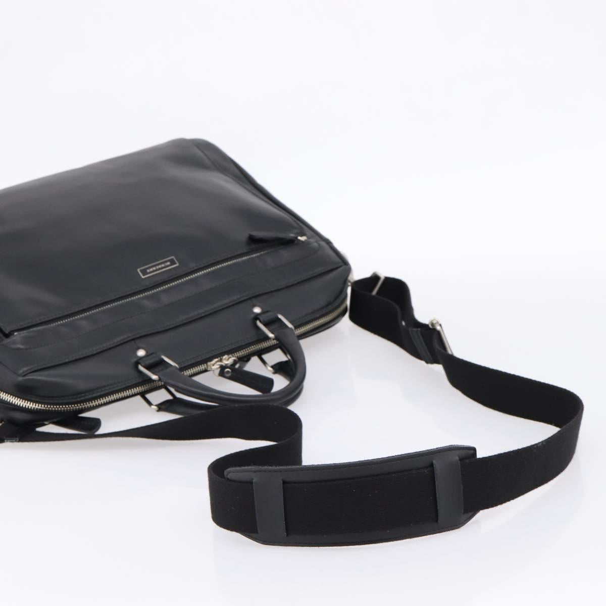 BURBERRY Business Bag Leather 2way Black Silver Auth ti4007