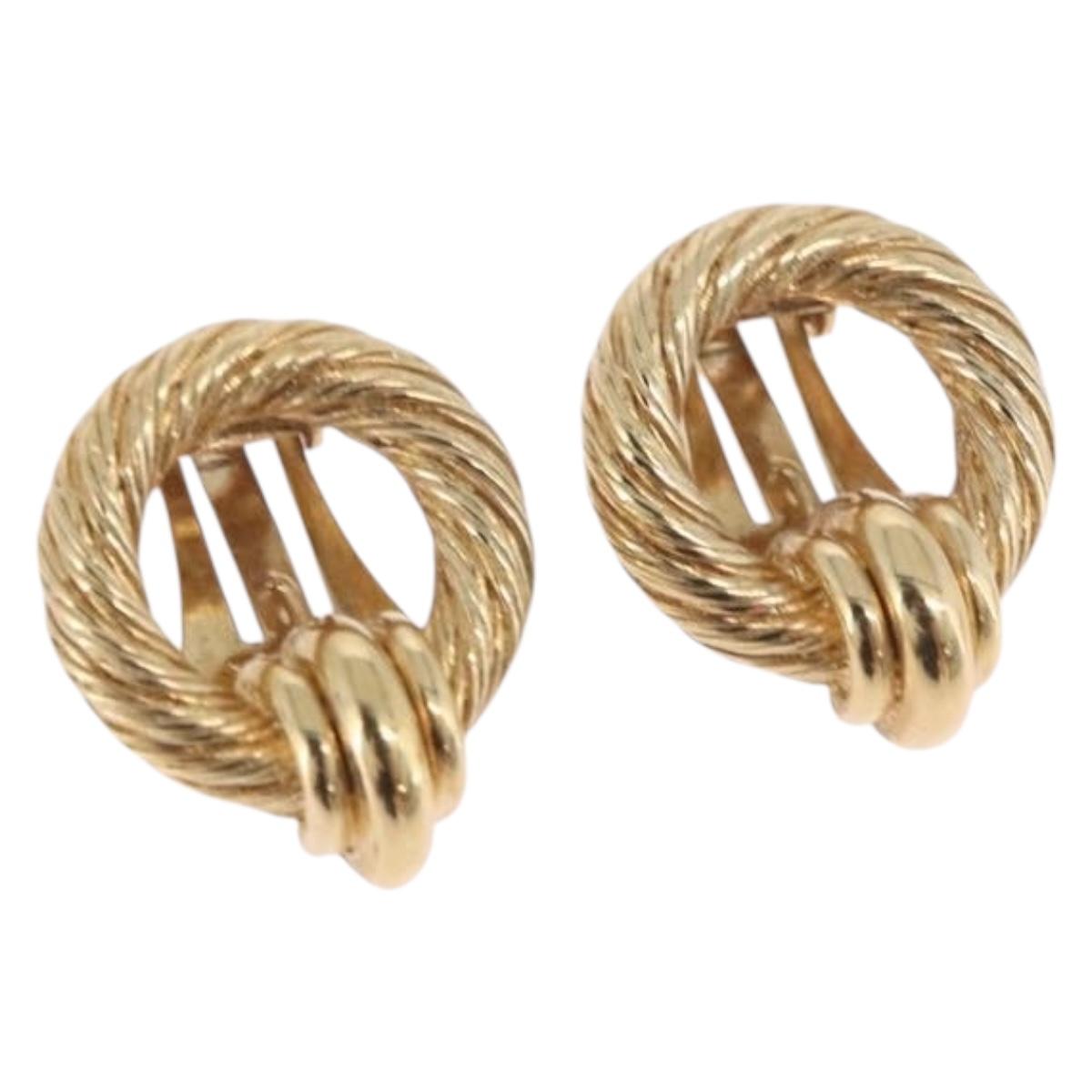 Christian Dior Earring Metal Gold Tone Auth ti4009