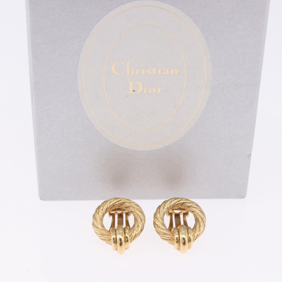 Christian Dior Earring Metal Gold Tone Auth ti4009
