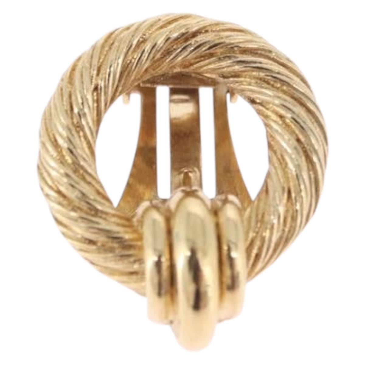 Christian Dior Earring Metal Gold Tone Auth ti4009
