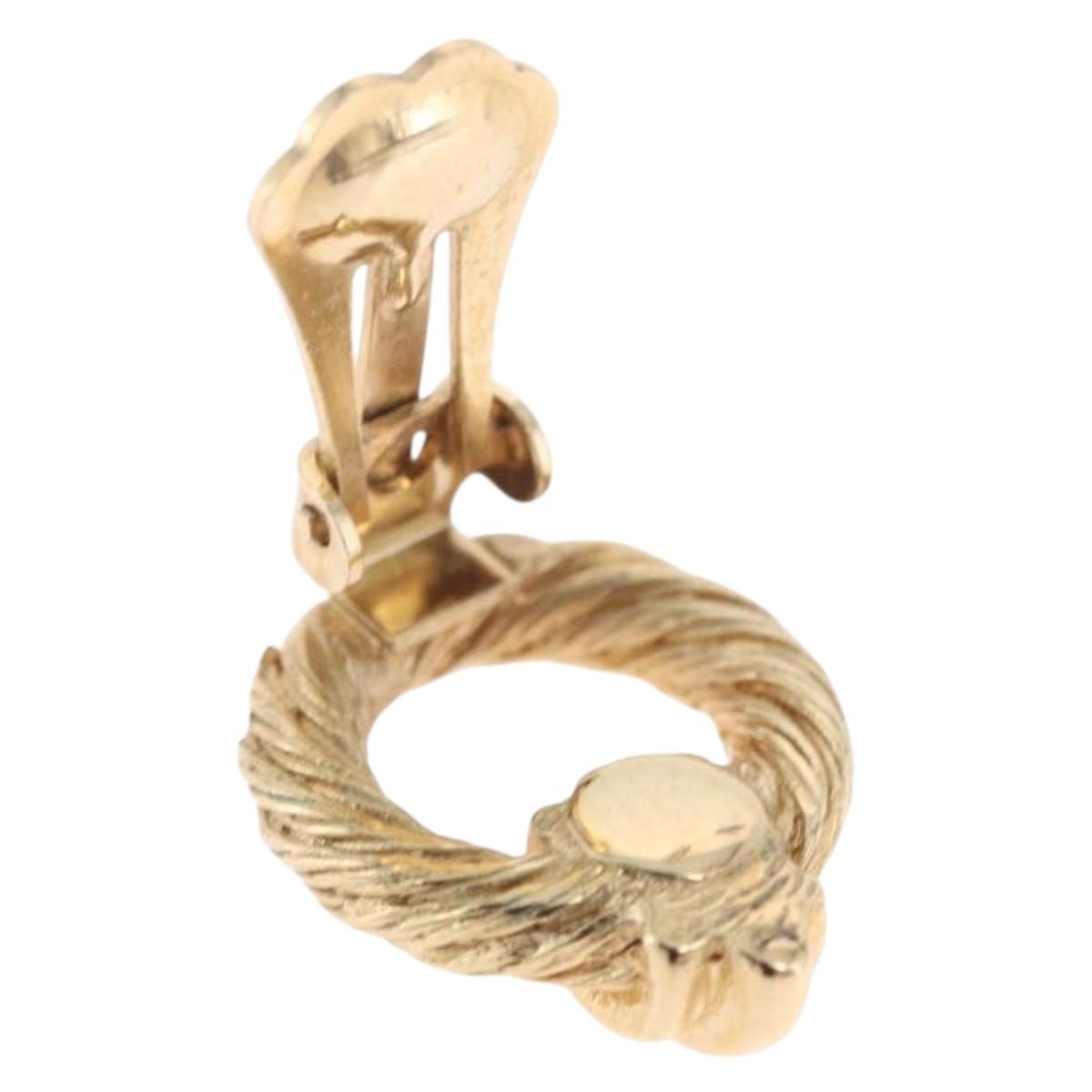 Christian Dior Earring Metal Gold Tone Auth ti4009