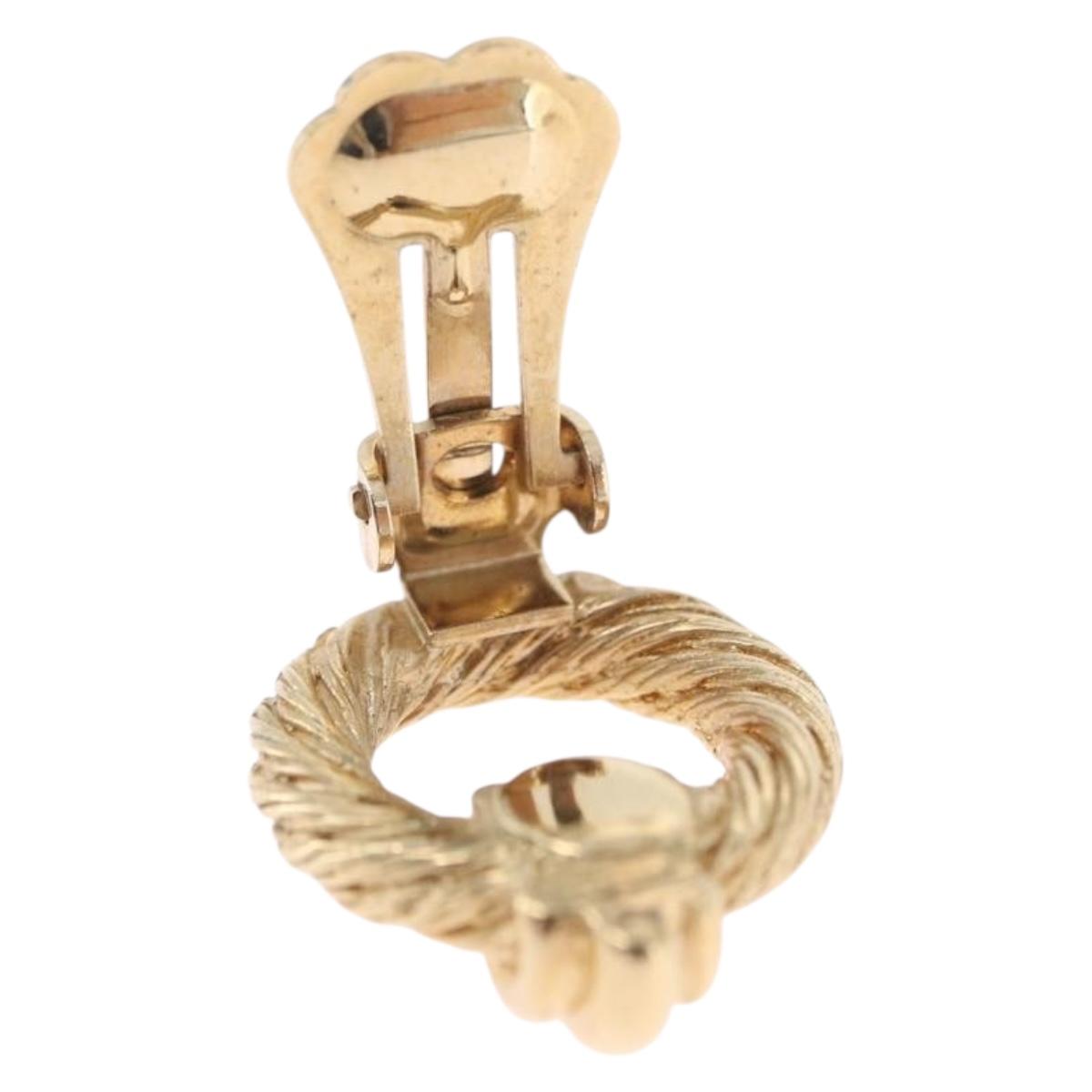 Christian Dior Earring Metal Gold Tone Auth ti4009