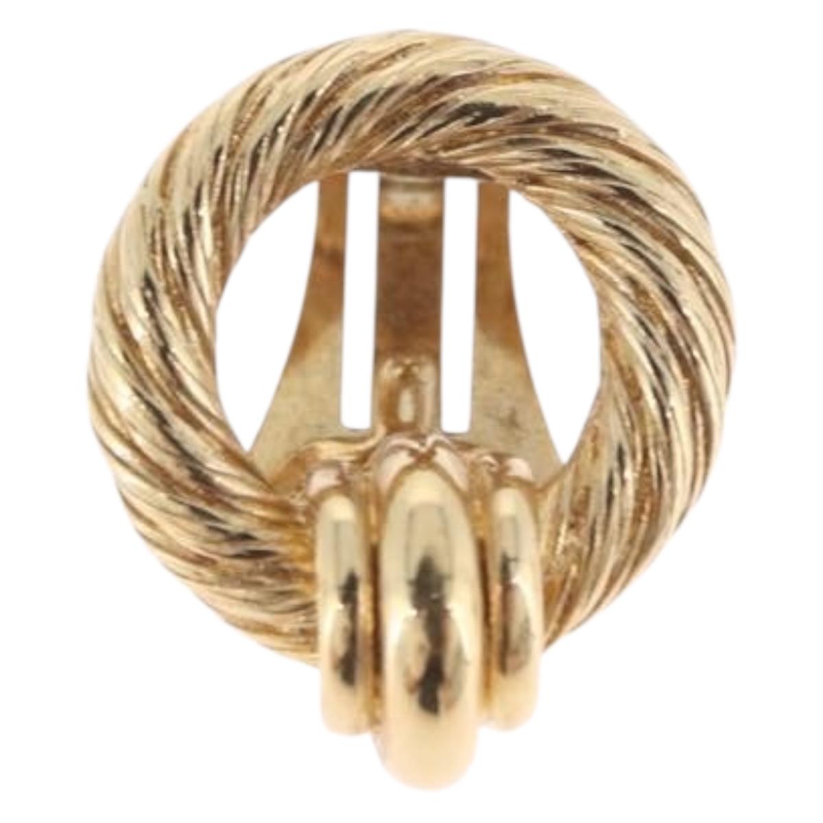 Christian Dior Earring Metal Gold Tone Auth ti4009