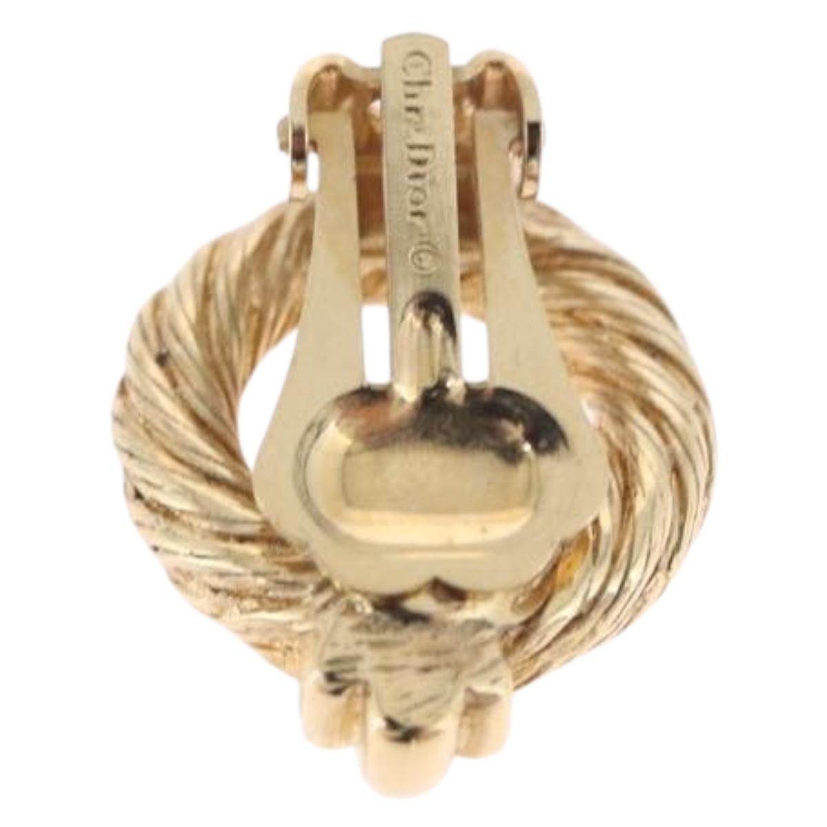 Christian Dior Earring Metal Gold Tone Auth ti4009