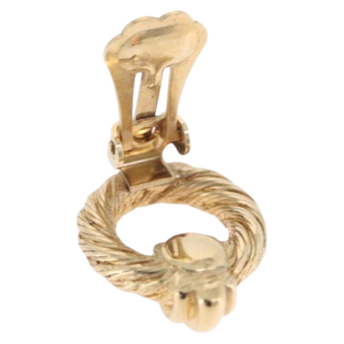 Christian Dior Earring Metal Gold Tone Auth ti4009