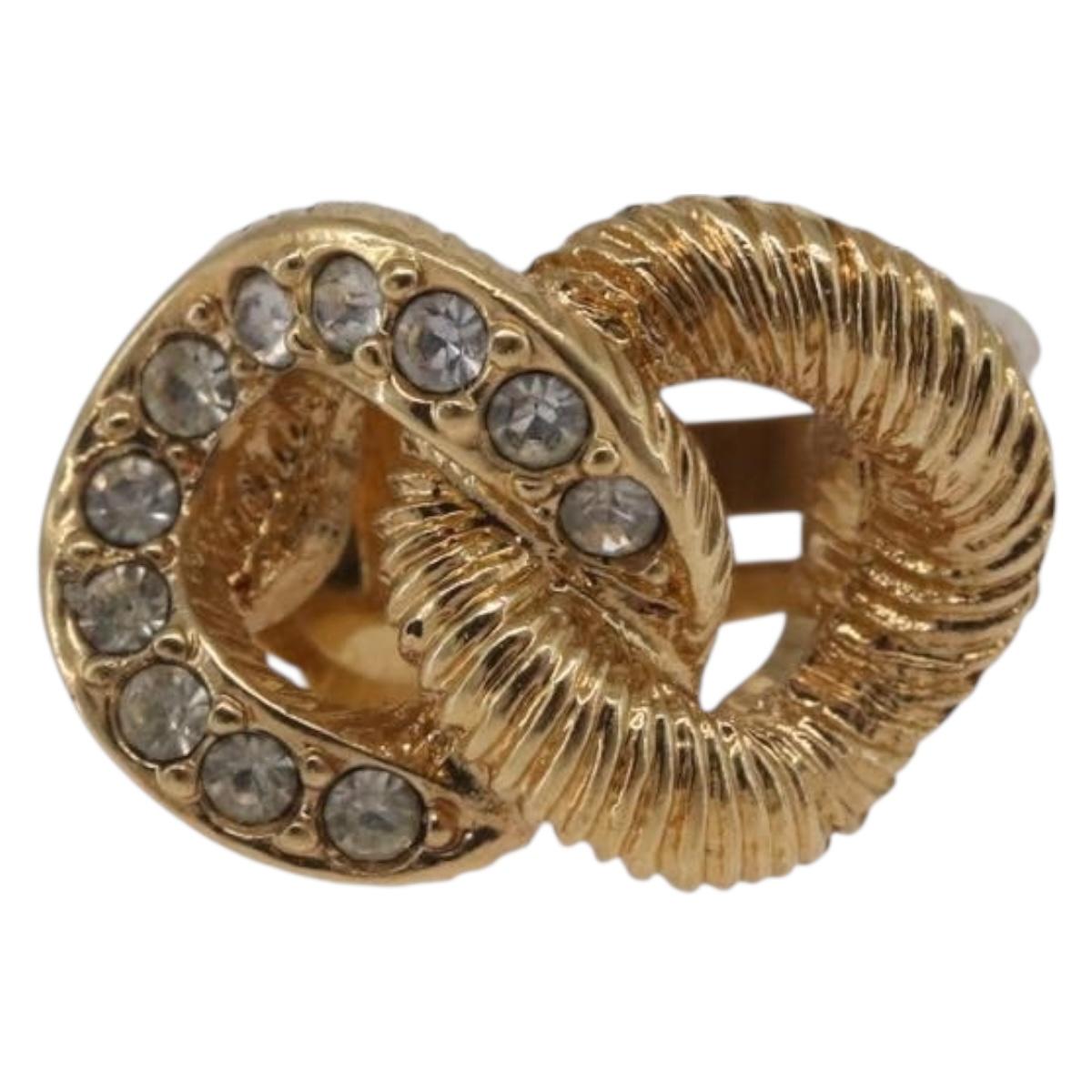 Christian Dior Earring Metal Gold Tone Auth ti4010
