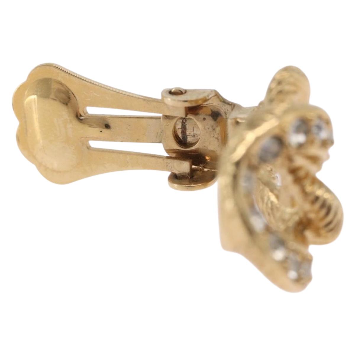 Christian Dior Earring Metal Gold Tone Auth ti4010