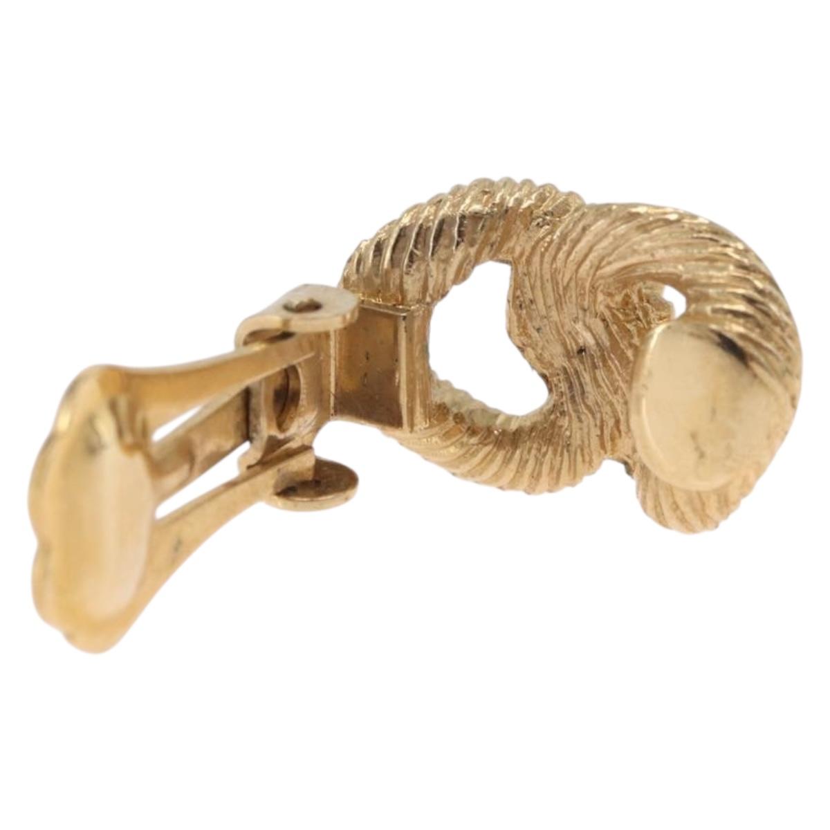 Christian Dior Earring Metal Gold Tone Auth ti4010