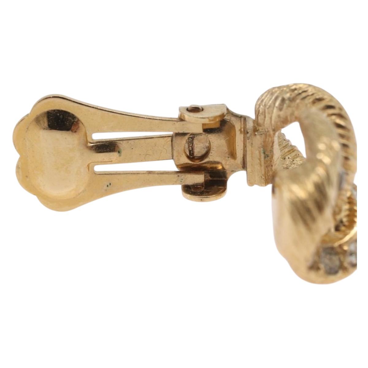 Christian Dior Earring Metal Gold Tone Auth ti4010