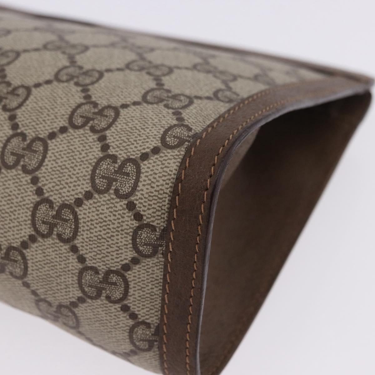 GUCCI GG Supreme Web Sherry Line Clutch Bag PVC Beige Gold 89 01 033 Auth ti4013