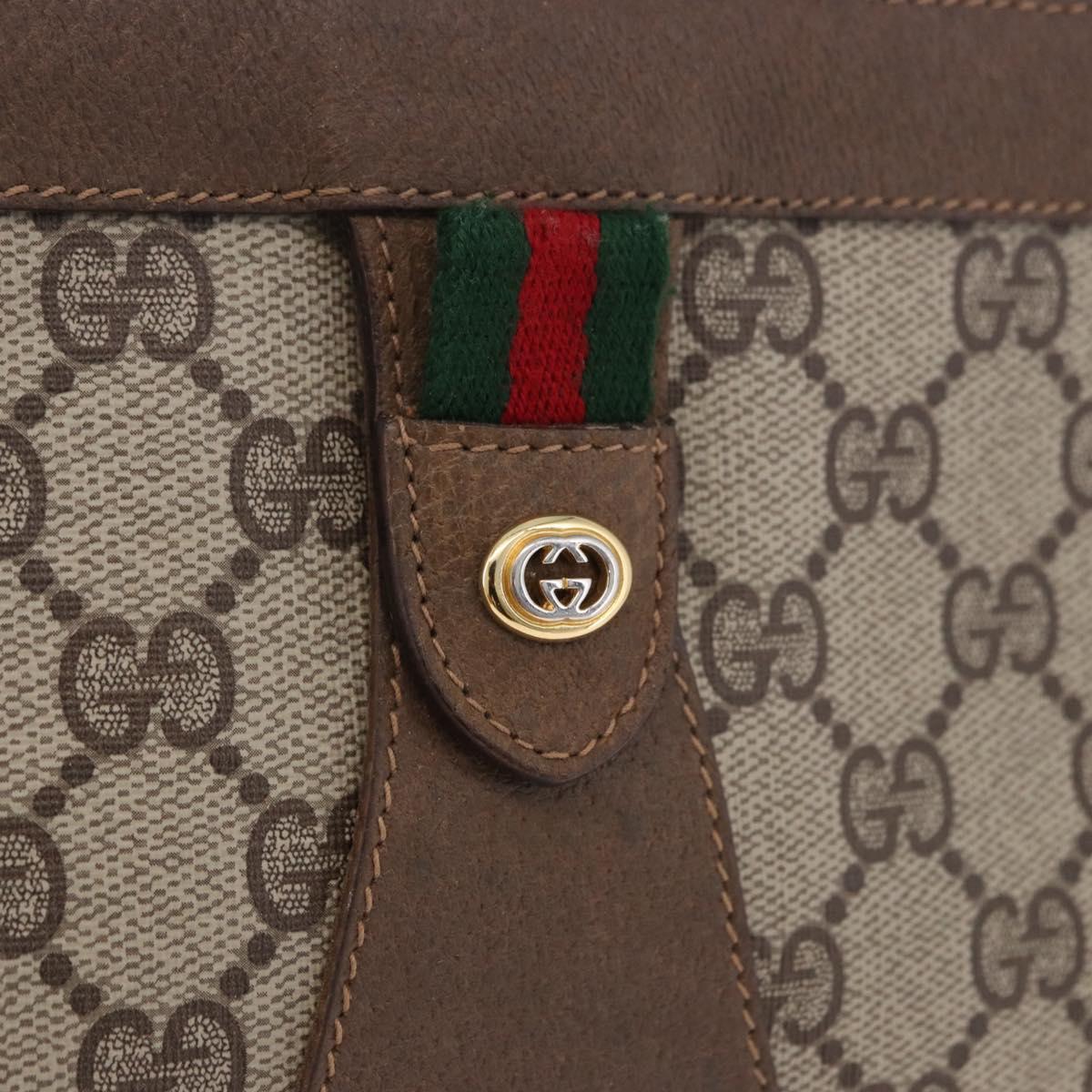 GUCCI GG Supreme Web Sherry Line Clutch Bag PVC Beige Gold 89 01 033 Auth ti4013