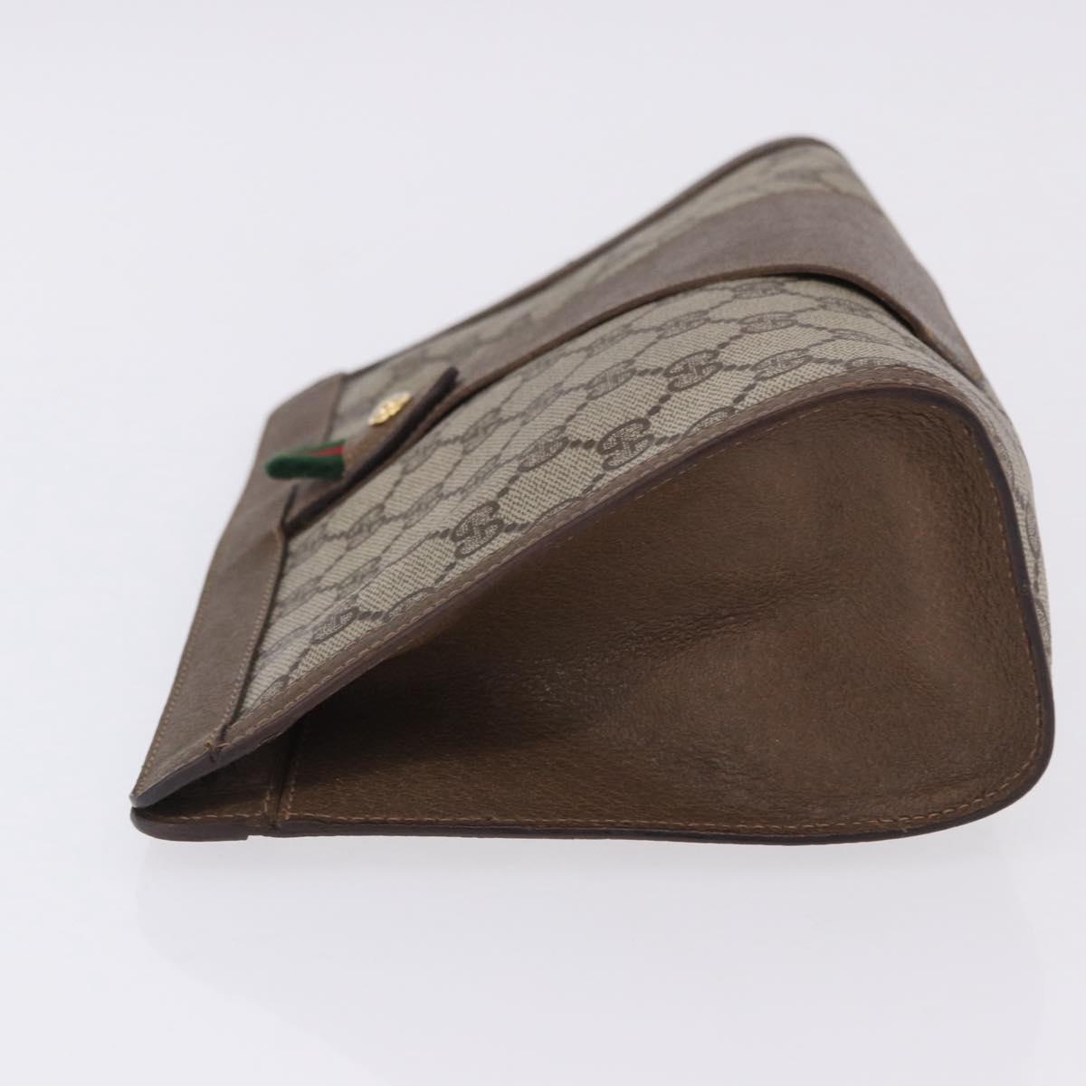 GUCCI GG Supreme Web Sherry Line Clutch Bag PVC Beige Gold 89 01 033 Auth ti4013