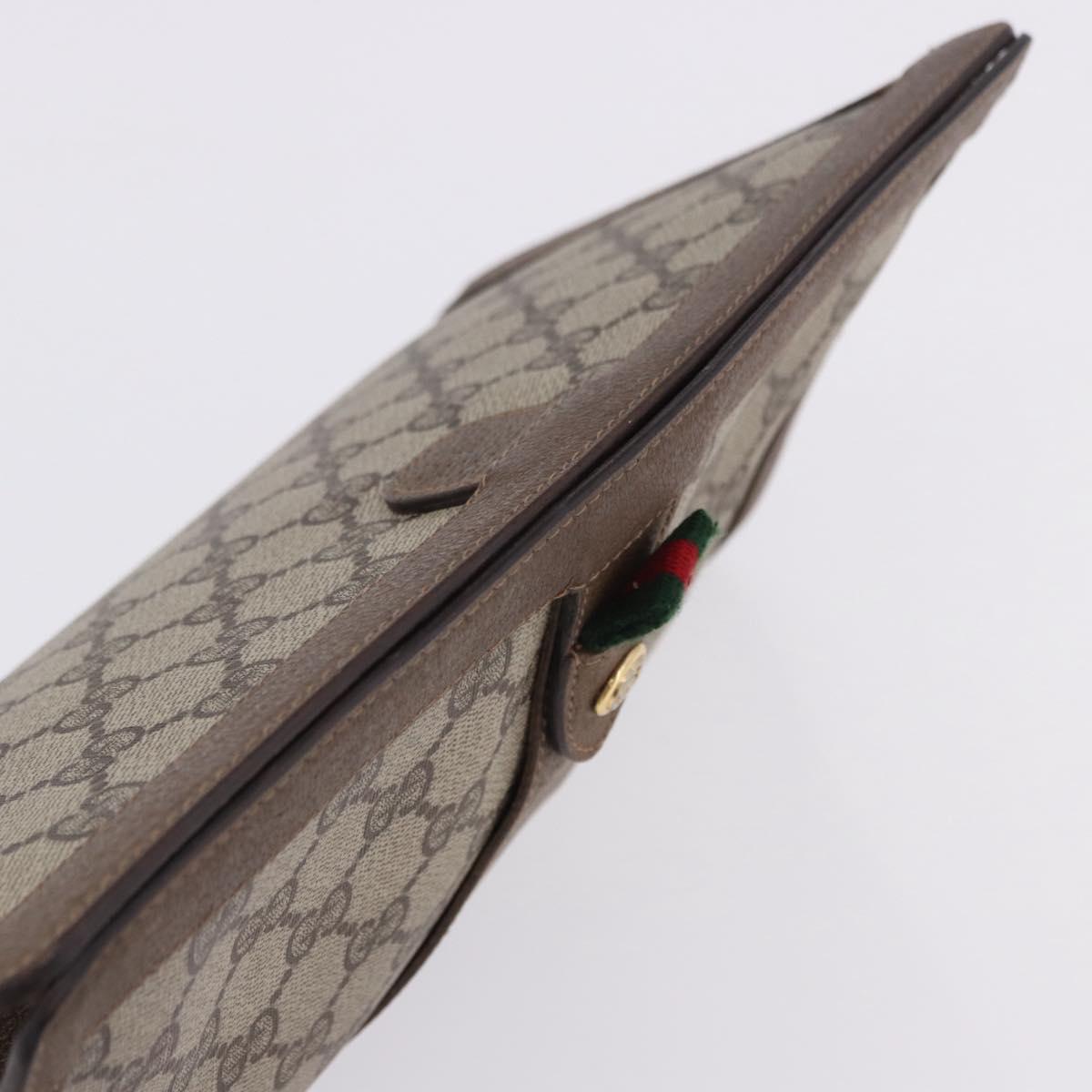 GUCCI GG Supreme Web Sherry Line Clutch Bag PVC Beige Gold 89 01 033 Auth ti4013