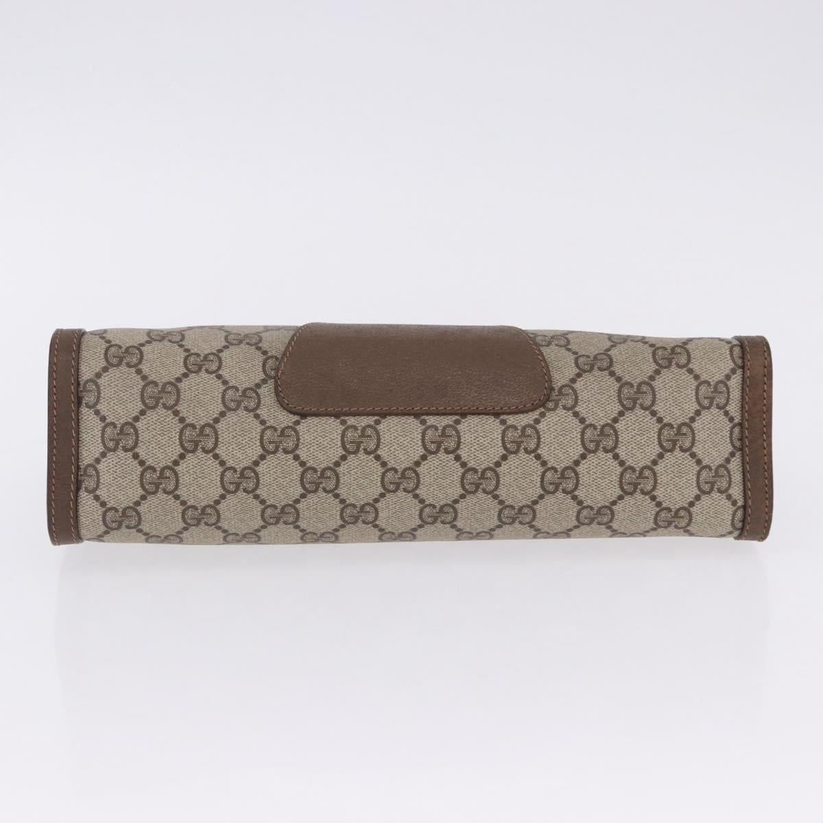 GUCCI GG Supreme Web Sherry Line Clutch Bag PVC Beige Gold 89 01 033 Auth ti4013