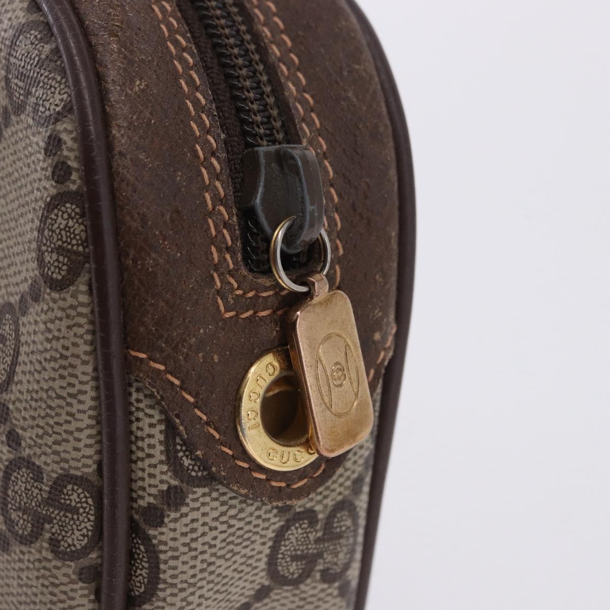 GUCCI GG Supreme Web Sherry Line Clutch Bag PVC Beige 156 02 066 Auth ti4015