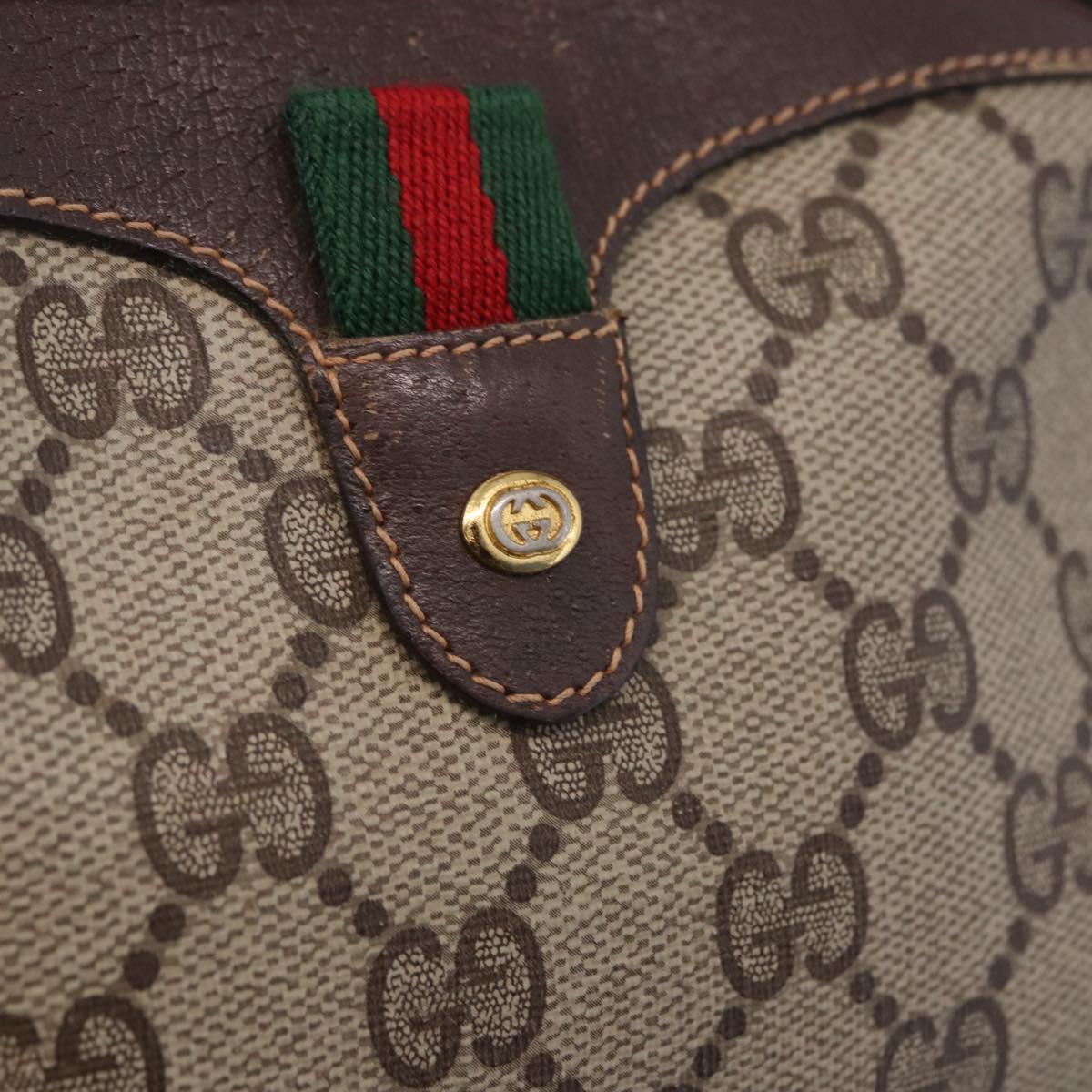 GUCCI GG Supreme Web Sherry Line Clutch Bag PVC Beige 156 02 066 Auth ti4015