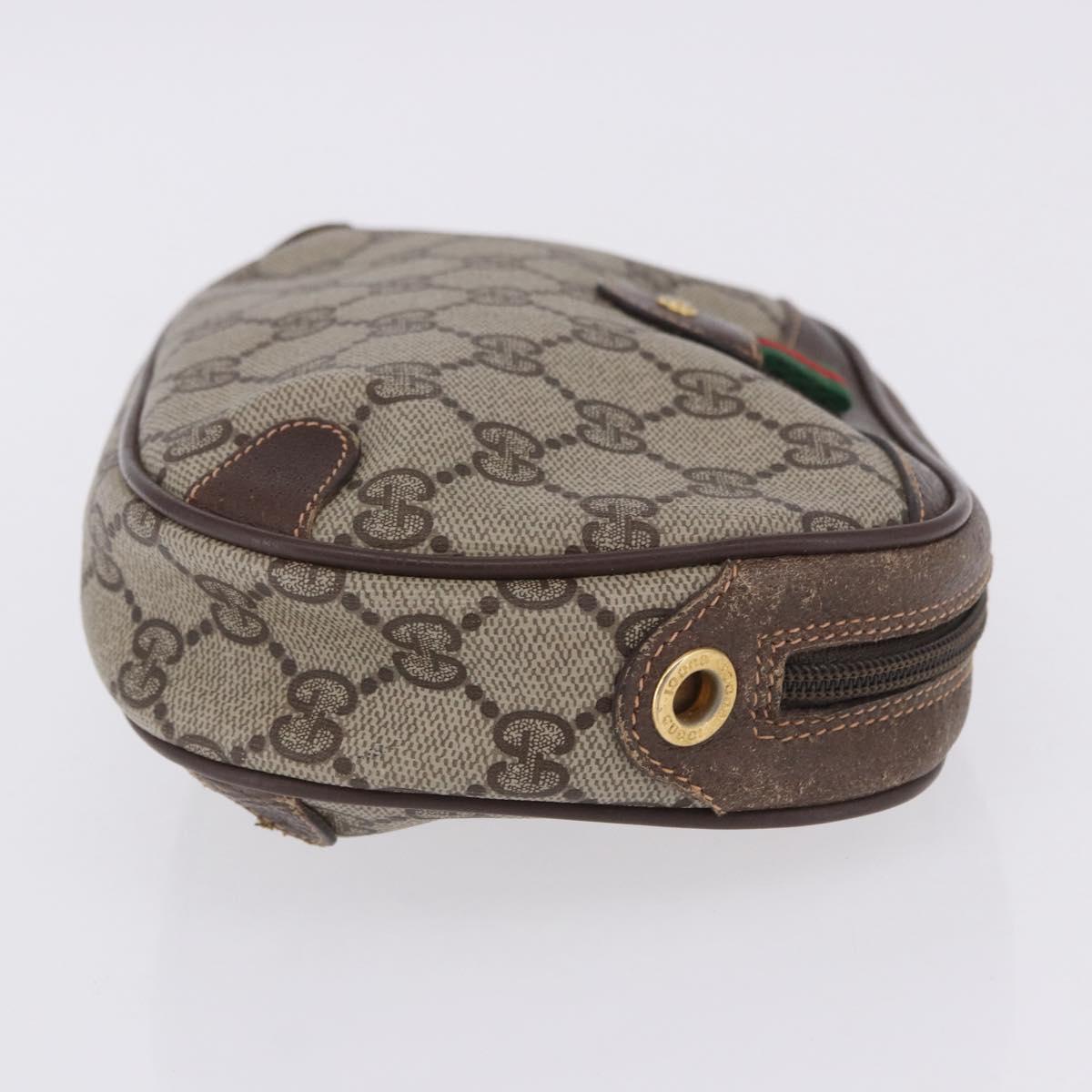 GUCCI GG Supreme Web Sherry Line Clutch Bag PVC Beige 156 02 066 Auth ti4015