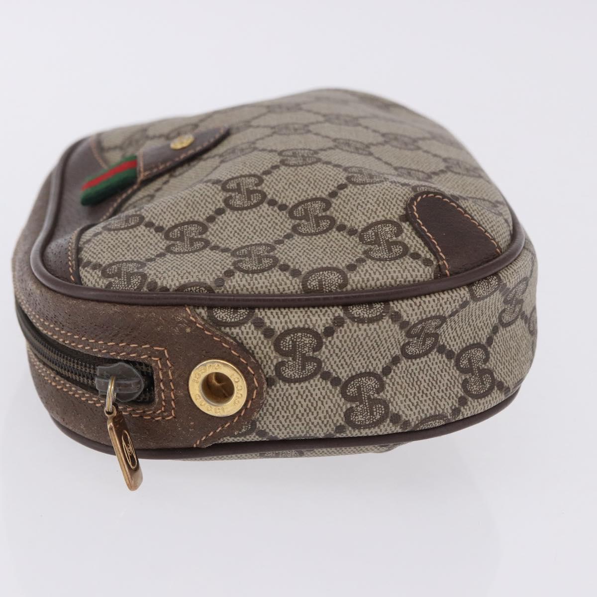 GUCCI GG Supreme Web Sherry Line Clutch Bag PVC Beige 156 02 066 Auth ti4015