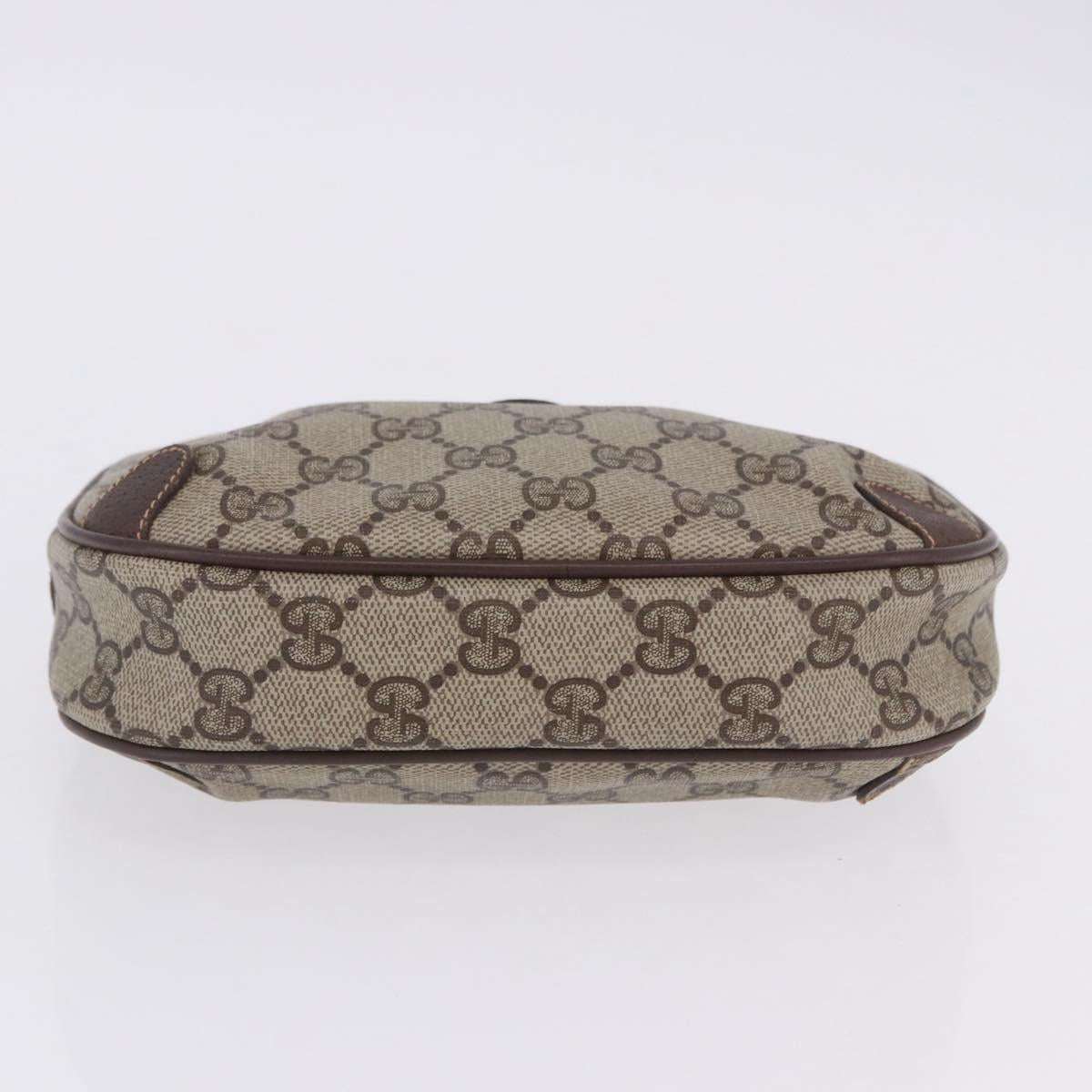 GUCCI GG Supreme Web Sherry Line Clutch Bag PVC Beige 156 02 066 Auth ti4015
