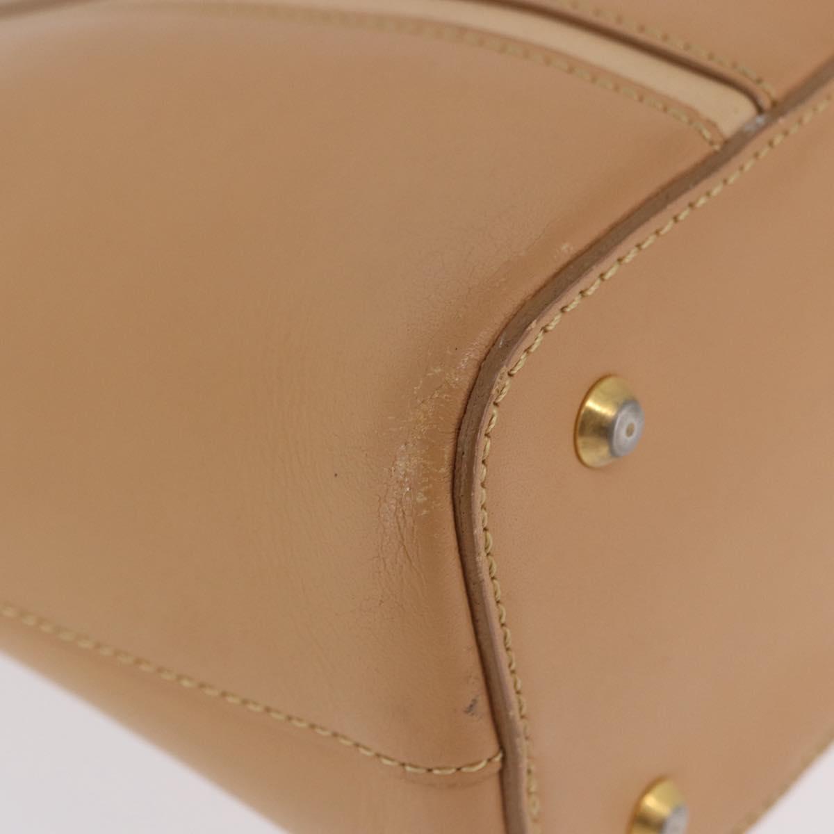 BURBERRY Hand Bag Leather Beige Gold Tone Auth ti4017