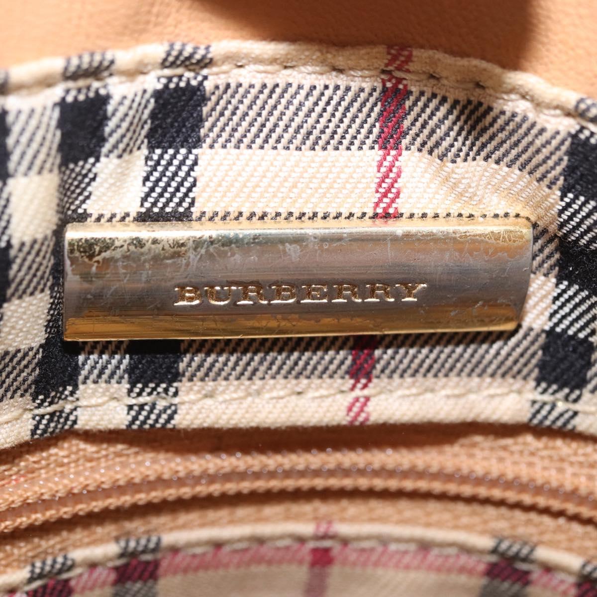 BURBERRY Hand Bag Leather Beige Gold Tone Auth ti4017