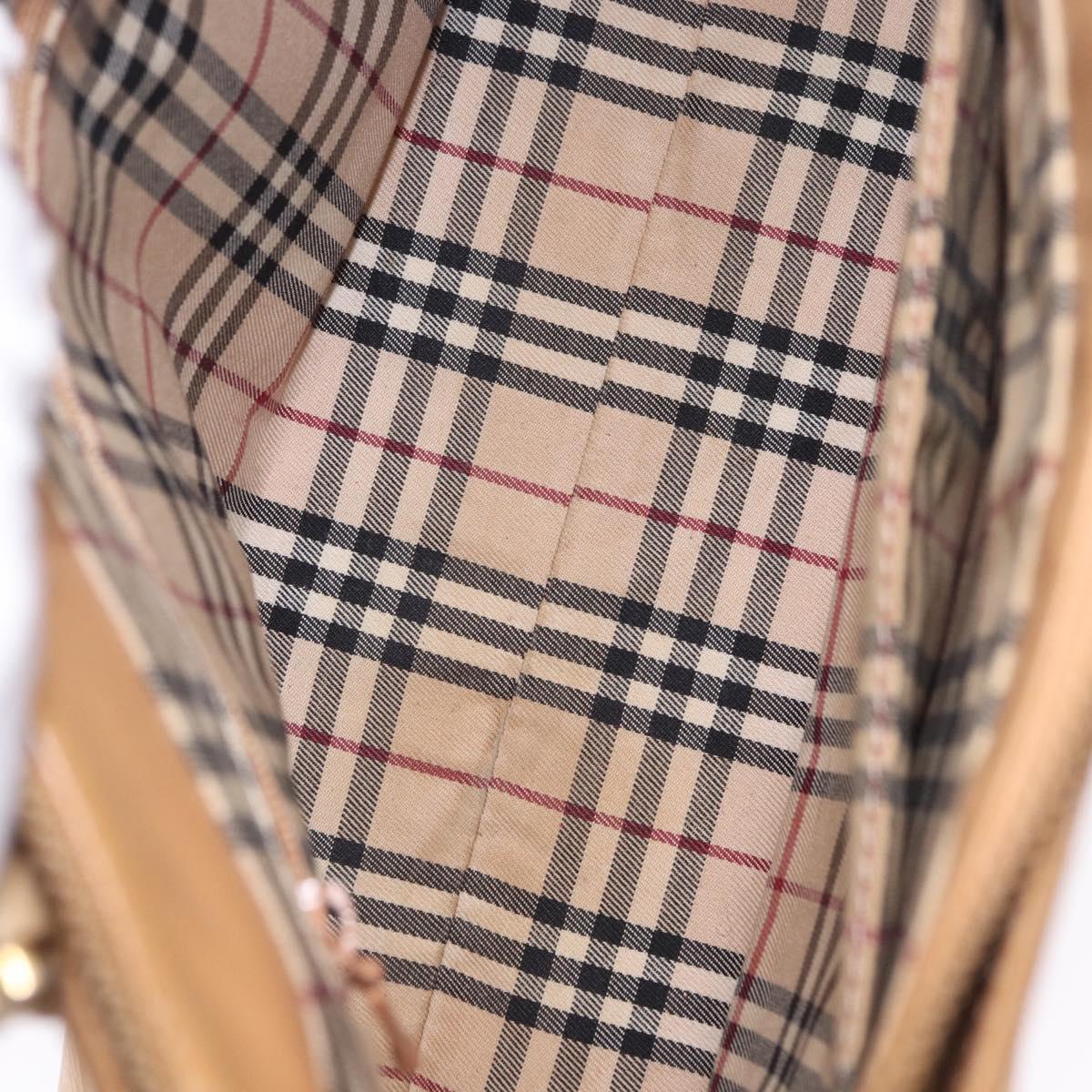 BURBERRY Hand Bag Leather Beige Gold Tone Auth ti4017