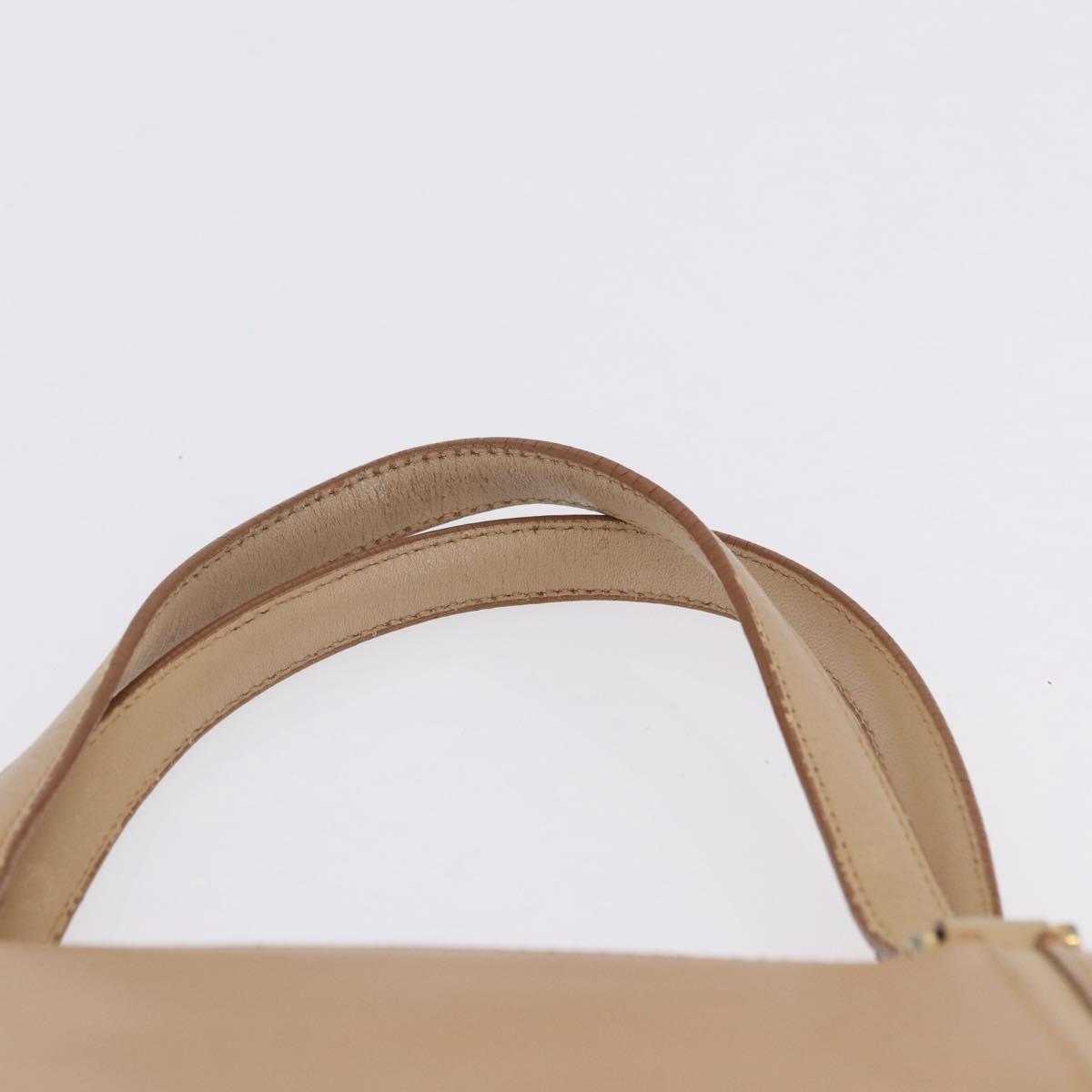 BURBERRY Hand Bag Leather Beige Gold Tone Auth ti4017