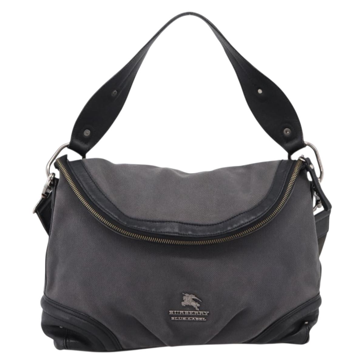 BURBERRY Shoulder Bag Canvas 2way Gray Silver Auth ti4019
