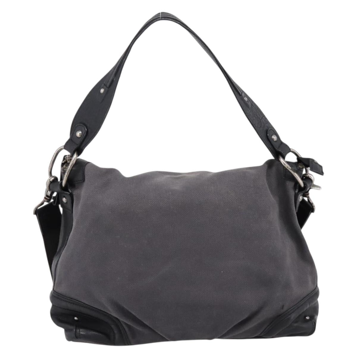 BURBERRY Shoulder Bag Canvas 2way Gray Silver Auth ti4019