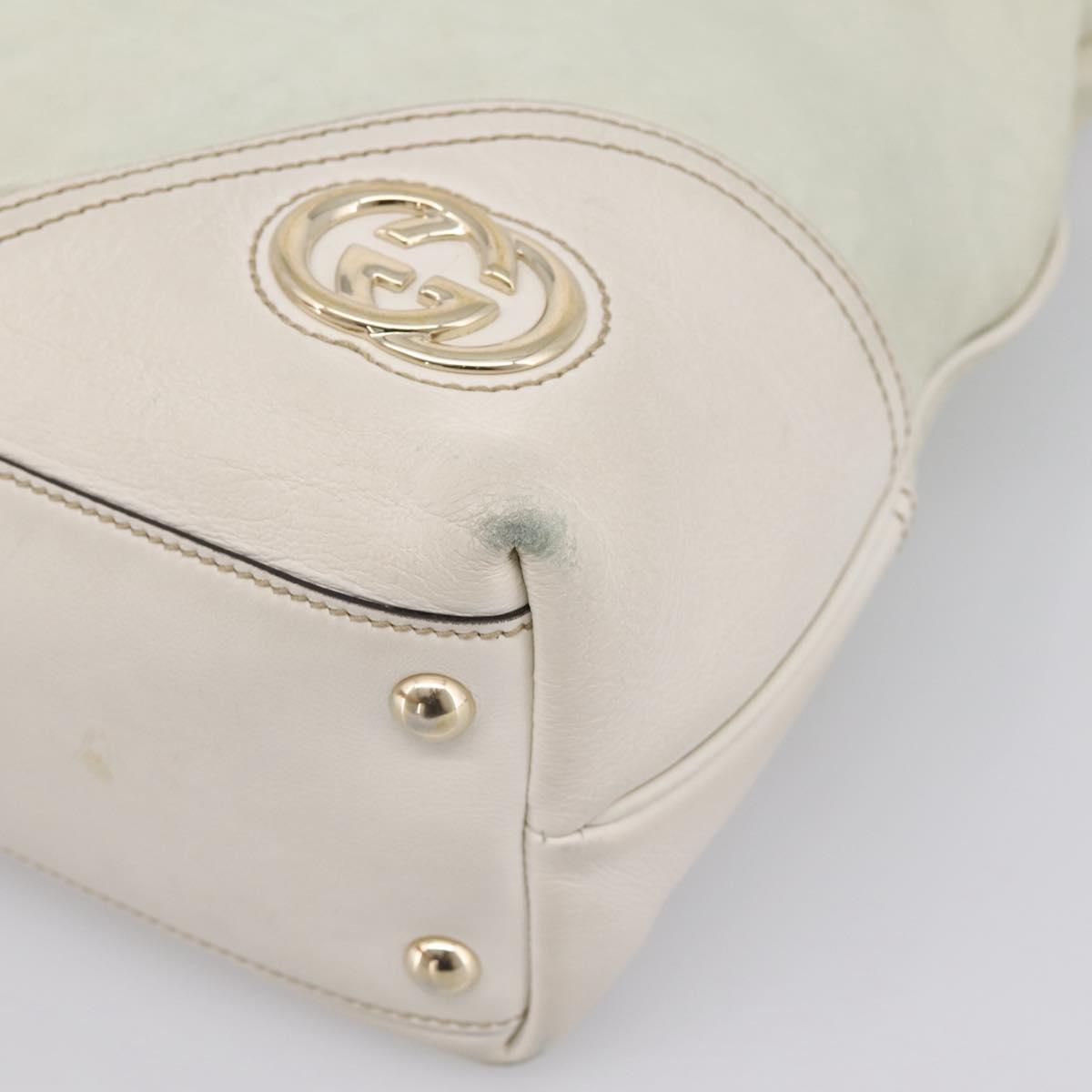 GUCCI Abbey Tote Bag Leather White Gold Tone 182492 Auth ti4020