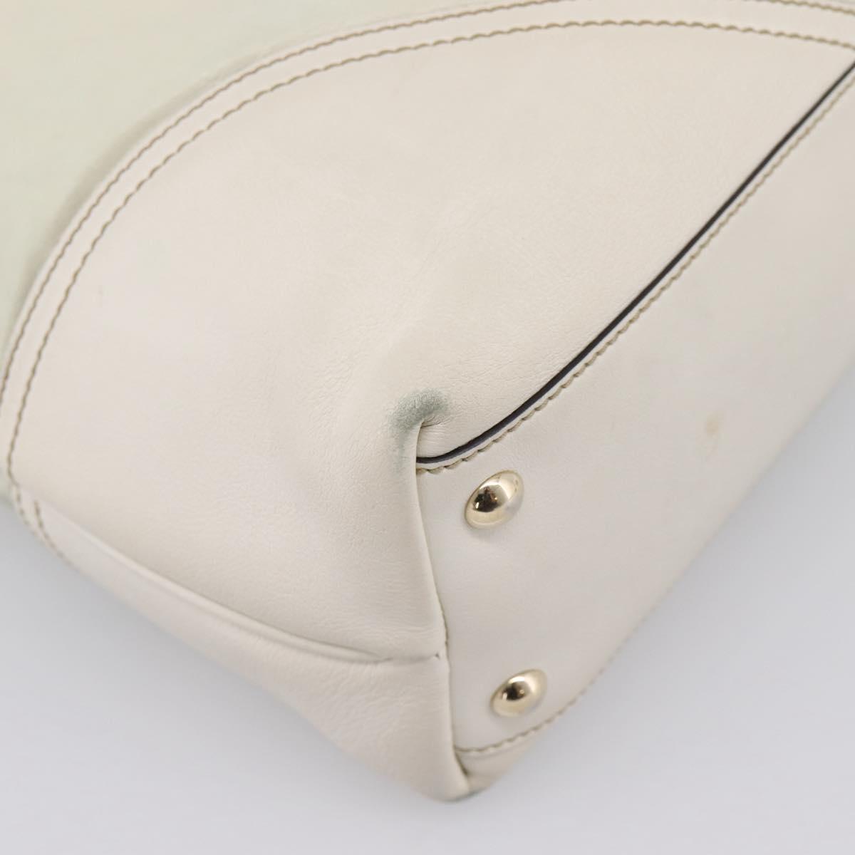 GUCCI Abbey Tote Bag Leather White Gold Tone 182492 Auth ti4020