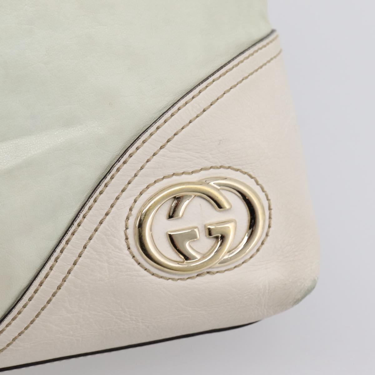 GUCCI Abbey Tote Bag Leather White Gold Tone 182492 Auth ti4020