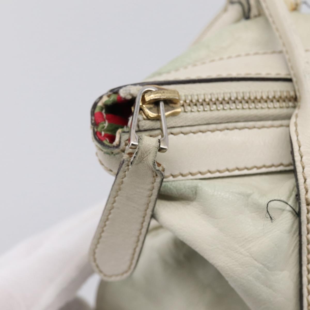 GUCCI Abbey Tote Bag Leather White Gold Tone 182492 Auth ti4020