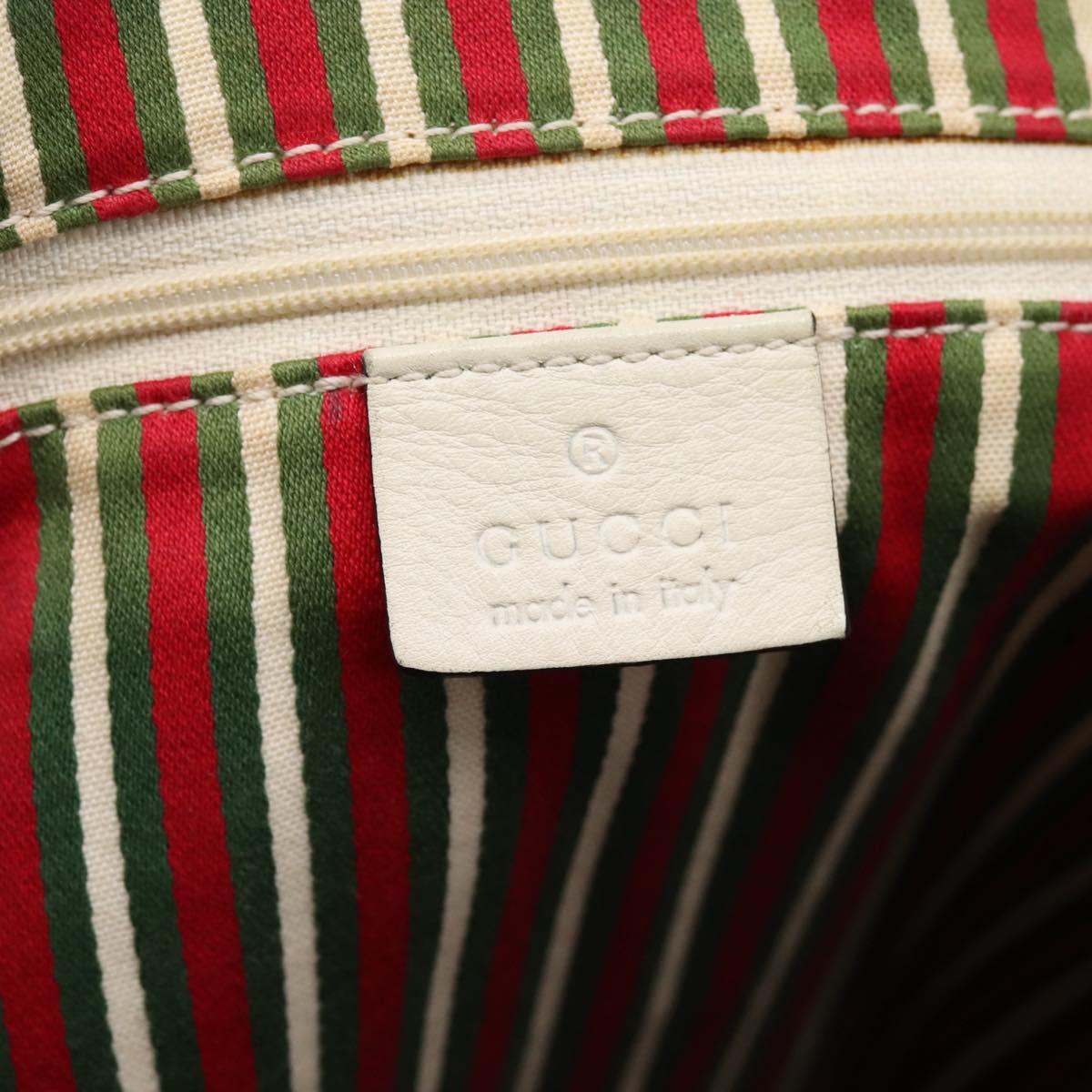 GUCCI Abbey Tote Bag Leather White Gold Tone 182492 Auth ti4020