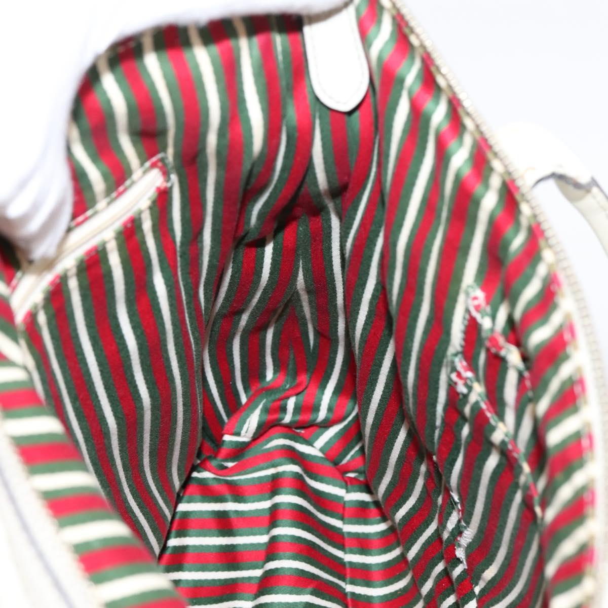 GUCCI Abbey Tote Bag Leather White Gold Tone 182492 Auth ti4020