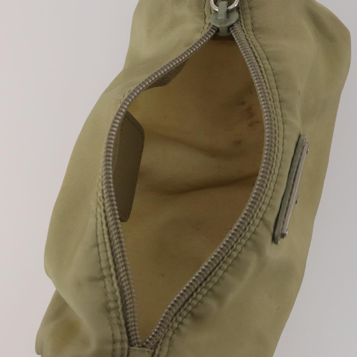 PRADA Clutch Bag Pouch Canvas Nylon 4 Set Beige Yellow Auth ti4021